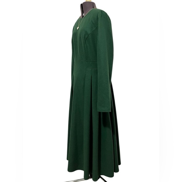 Xiaolizi Wool Blend Fit & Flare Green Long Sleeve Dress Size S - Picture 6 of 9